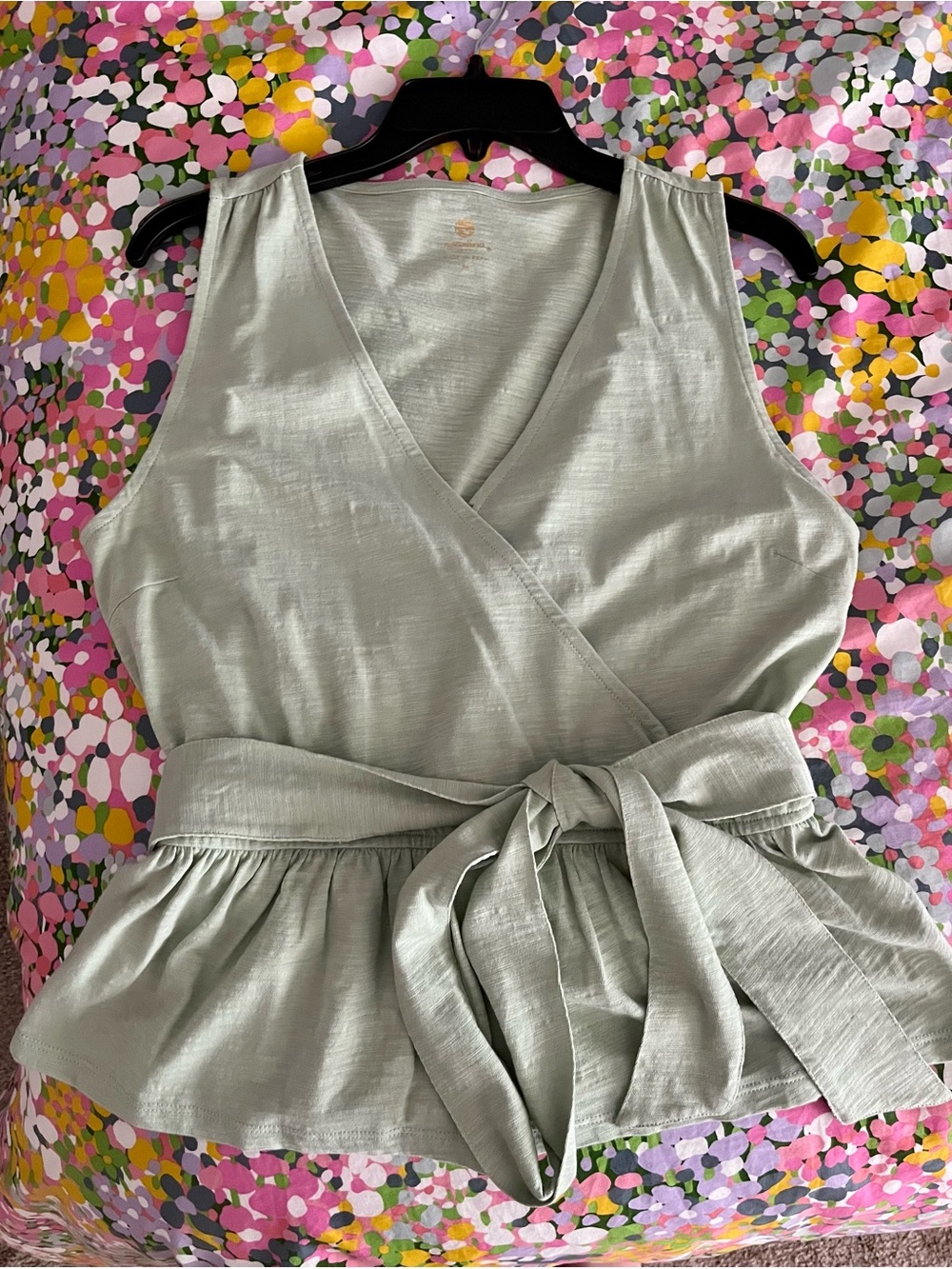 Spartina 449 Wrap Peplum Tie-Front Blouse in Sea Glass